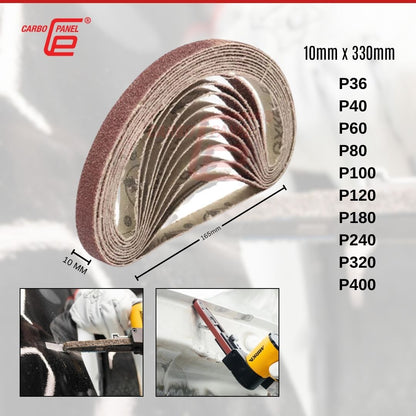 Carbo panel 10mm X 330MM  (3/8" x 13") (10pcs) Pneumatic Air Sander Sanding Belt Kertas Pasir